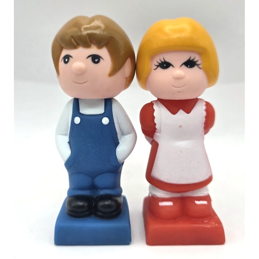 Vintage Tyco Super Blocks Preschool‎ People Figures Boy & Girl 3.5" EUC